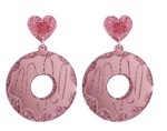 Øreringe -  store hængeøreringe "my love donuts" - lyserød